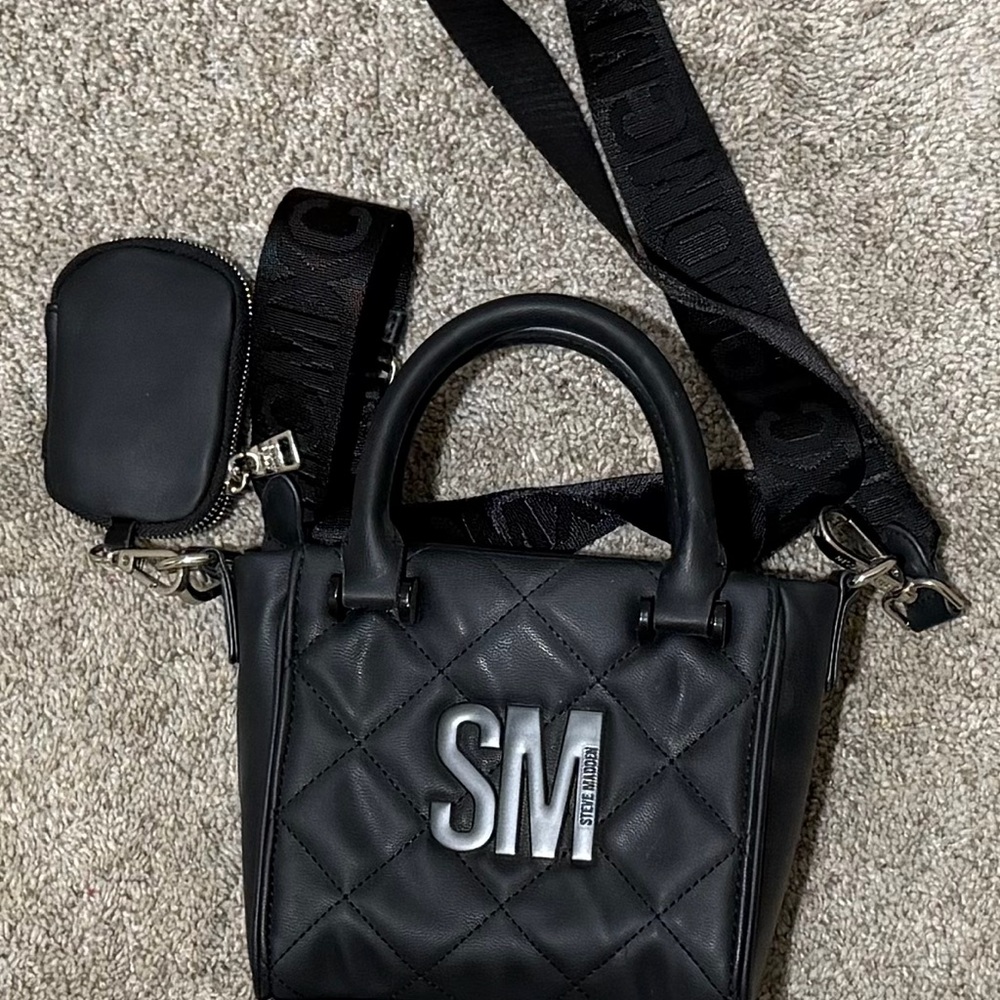 Steve Madden Black Quilted Top-Handle Crossbody Bag